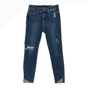 JUDY BLU Los Angeles Women Blue Wash Skinny Jeans Distressed Raw Hem Size 9 29